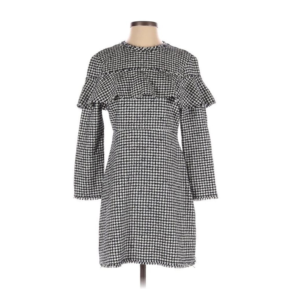 Zara Dress Gingham Black White Tweed Ruffles
Preppy Size M